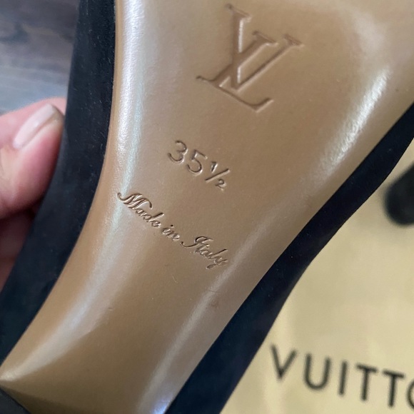 Auth Louis Vuitton Black Suede Mary Janes 35.5 - Picture 5 of 7